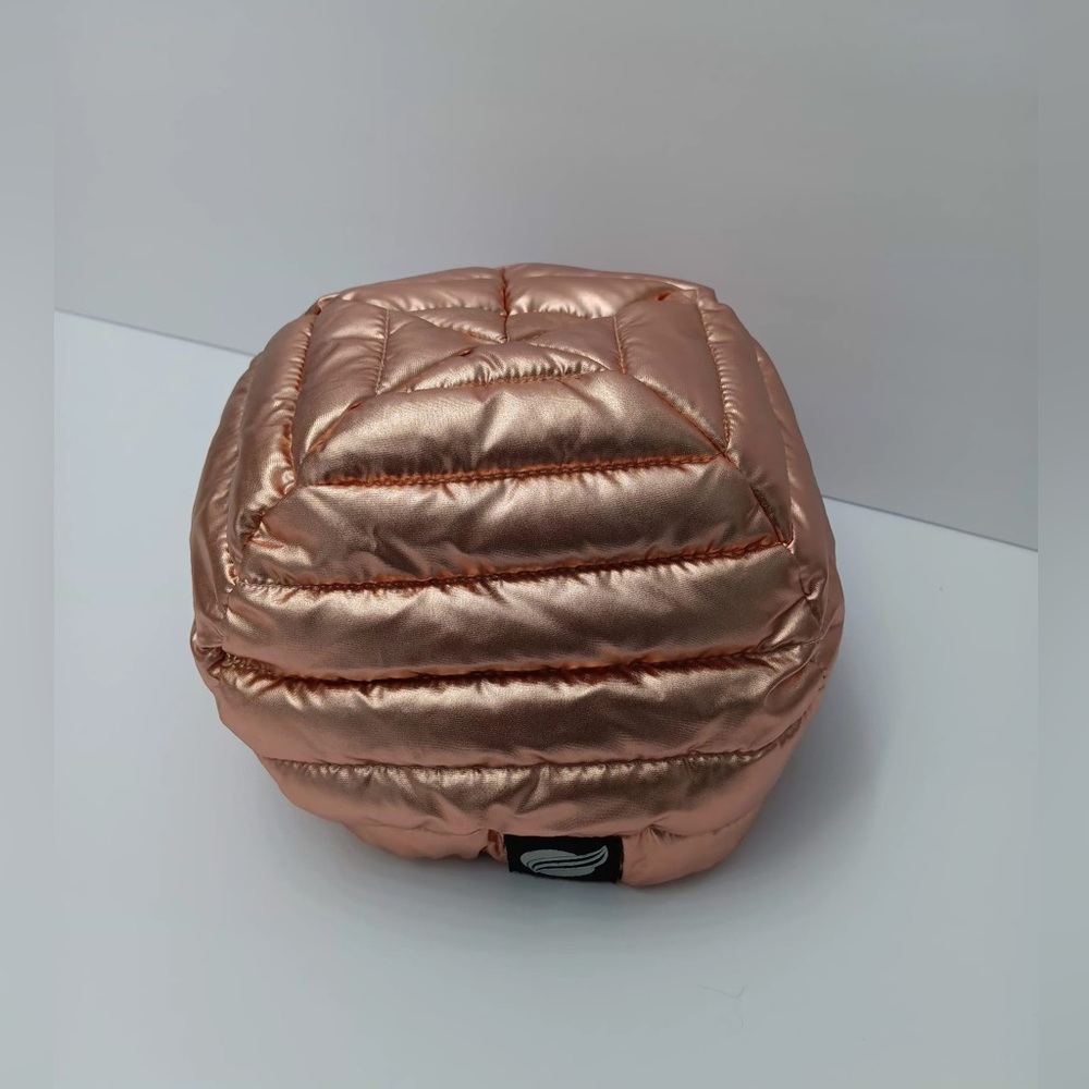 THINK ROYLYN Downtown Crown Beanie Puffer Hat Rose Gold